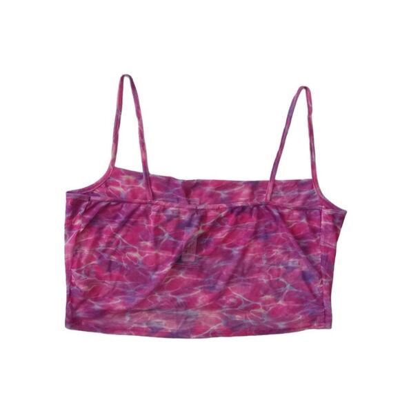 PLT Pink and Purple Watercolor Print Mesh Cowl Neck Cropped Cami Women's Size 22 - Picture 2 of 12